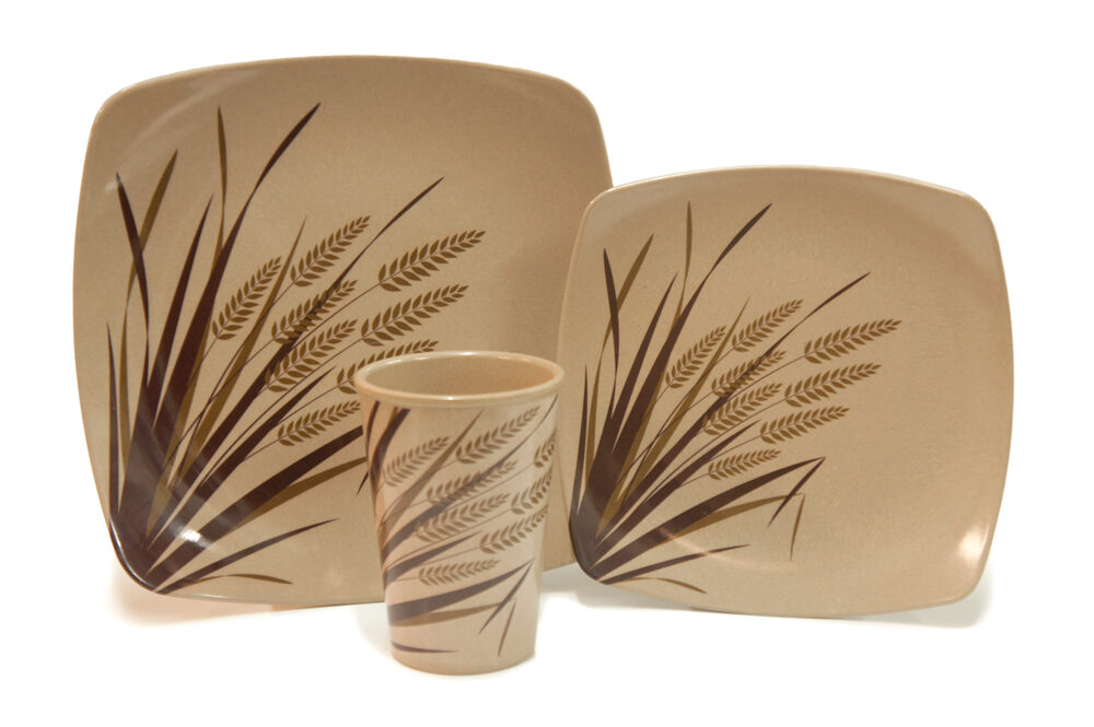 Rice Paddy tableware product photo against white background.