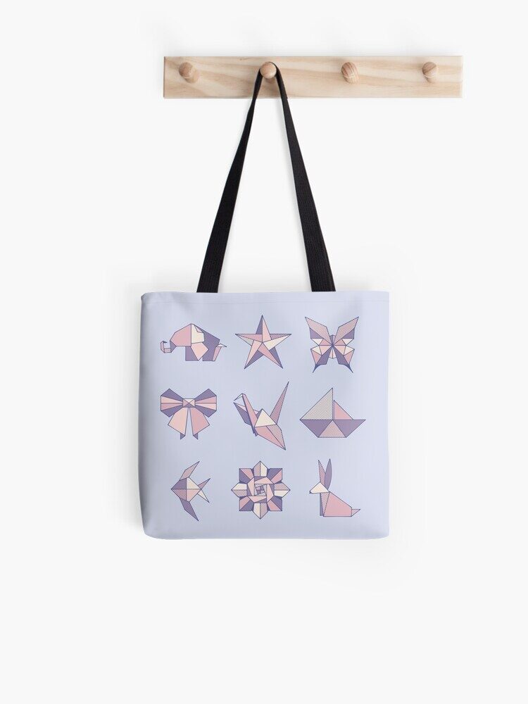 Photo mock-up of 'Origami' printed on a tote bag.