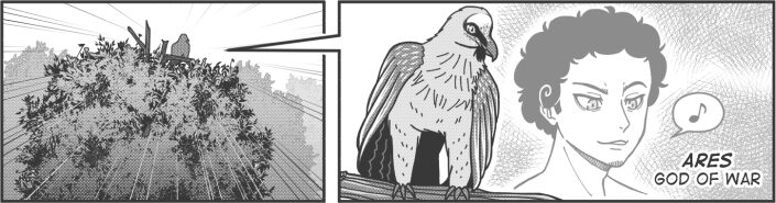 Panel 19 text: Narrator "Ares: God of War"
