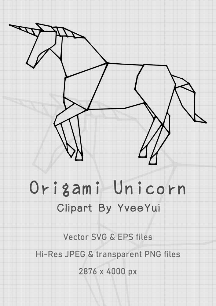 Origami Unicorn Clipart